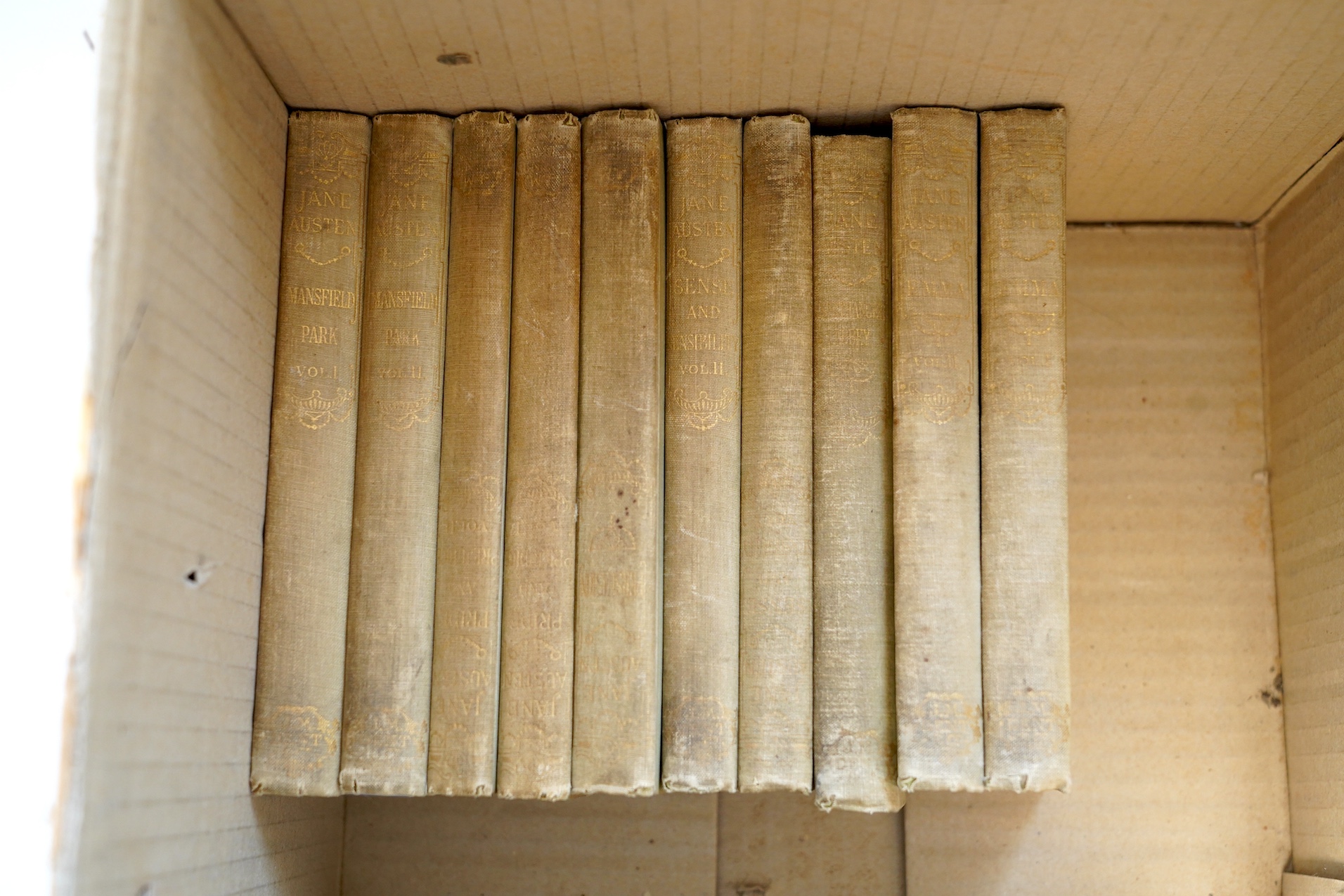 Austen, Jane - Jane Austen's Novels. Edited by Reginald Brimley Johnson, 10 vols. with a frontis and 30 other plates (by William C. Cooke), decorated titles; publisher's gilt cloth and gilt tops, sm. cr. 8vo. J.M. Dent,